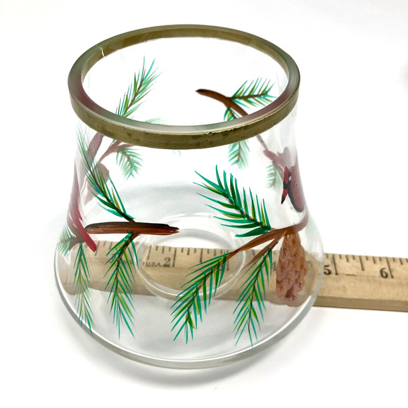 Cardinal Fairy Candle Lamp VTG 7" Tea Light Blown Glass Red Bird Hand Painted - Picture 8 of 10